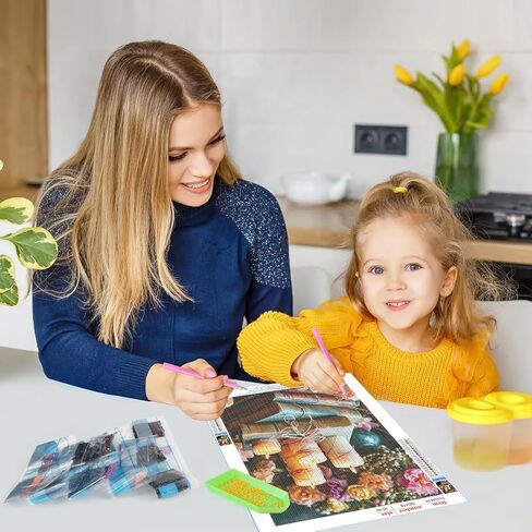 GDYEEH DIY العتيقة الكتب 5D الماس مجموعات الفن، جولة الحفر الكامل تألق شمعة الماس اللوحة الصورة، الزهور اللوحة بالأرقام مجموعات الفن للبالغين المبتدئين ديكور جدار المنزل 12x16 بوصة in Kuwait