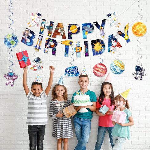 ديكورات أعياد الميلاد في الفضاء الخارجي، لافتة عيد ميلاد سعيد على شكل كوكب رائد فضاء، دوامات معلقة، نظام شمسي، زينة أعياد الميلاد للأطفال والأولاد والبنات، ديكور حفلات المجرة، الرحلة الأولى حول لوازم الشمس in Saudi Arabia