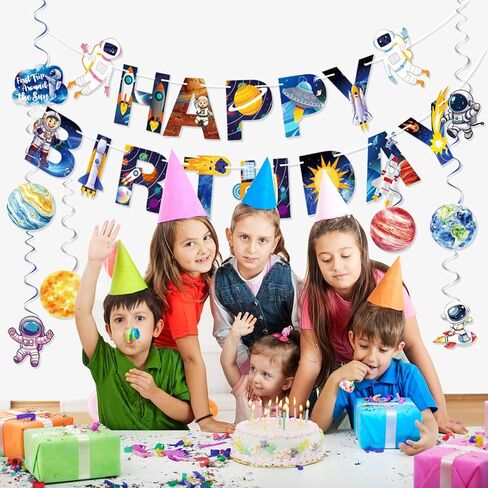 ديكورات أعياد الميلاد في الفضاء الخارجي، لافتة عيد ميلاد سعيد على شكل كوكب رائد فضاء، دوامات معلقة، نظام شمسي، زينة أعياد الميلاد للأطفال والأولاد والبنات، ديكور حفلات المجرة، الرحلة الأولى حول لوازم الشمس in Saudi Arabia