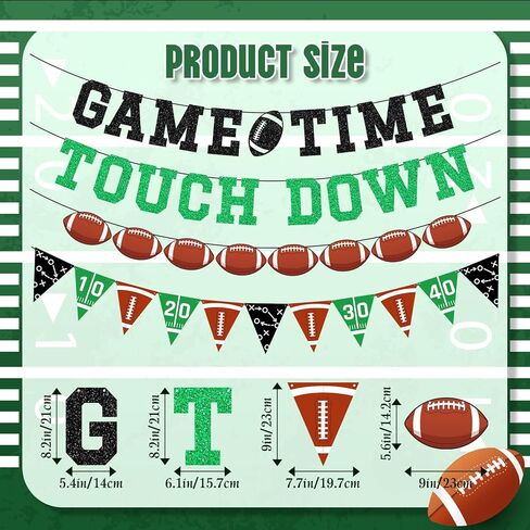 Game Time Touch Down Football Banner - Pre-Strung Football Birthday Party Decorations for Touchdown Themes in Kuwait