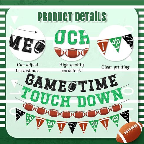 Game Time Touch Down Football Banner - Pre-Strung Football Birthday Party Decorations for Touchdown Themes in Kuwait