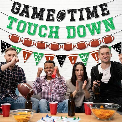Game Time Touch Down Football Banner - Pre-Strung Football Birthday Party Decorations for Touchdown Themes in Kuwait