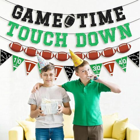Game Time Touch Down Football Banner - Pre-Strung Football Birthday Party Decorations for Touchdown Themes in Kuwait