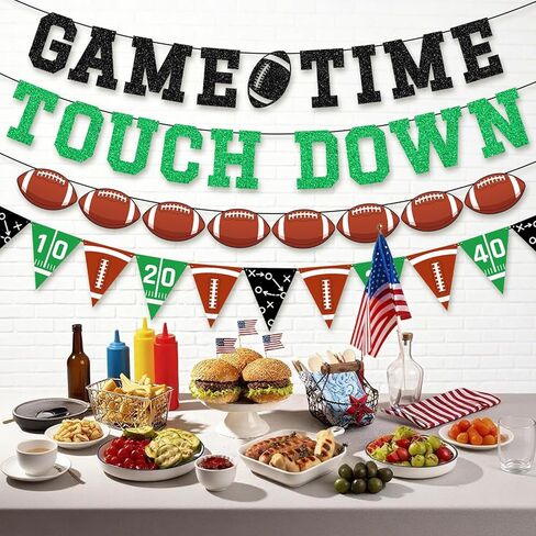 Game Time Touch Down Football Banner - Pre-Strung Football Birthday Party Decorations for Touchdown Themes in Kuwait