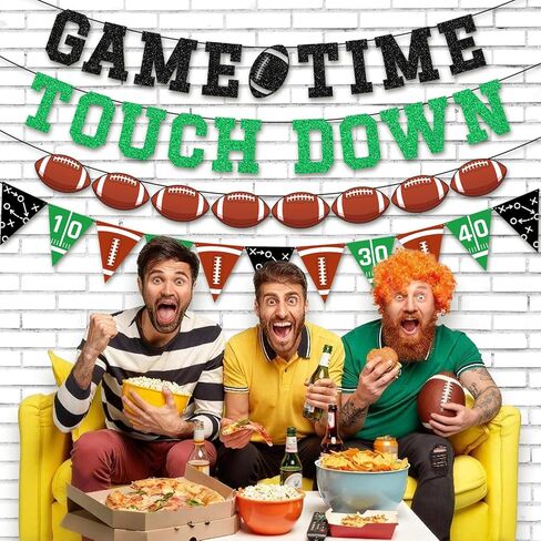 Game Time Touch Down Football Banner - Pre-Strung Football Birthday Party Decorations for Touchdown Themes in Kuwait