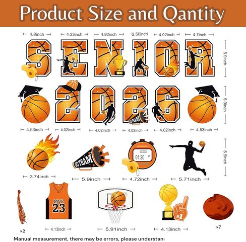 Class of 2026 Basketball Senior Night Decorations - Senior 2026 Banner & Hanging Swirls Set, Orange & Black Sports Theme Party Supplies for High School College Basketball Players Gifts in Saudi Arabia