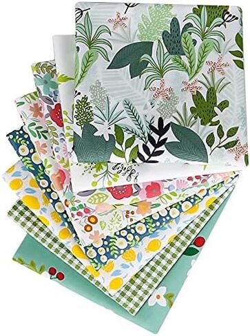 8 PCS Fat Fabric Bundles 9.8'' x 7.8''(25cm x 20cm) Cotton Craft Fabric Pre-Cut Squares Sheets for Patchwork Sewing Quilting(Green Floral) in Saudi Arabia