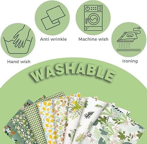 8 PCS Fat Fabric Bundles 9.8'' x 7.8''(25cm x 20cm) Cotton Craft Fabric Pre-Cut Squares Sheets for Patchwork Sewing Quilting(Green Floral) in Saudi Arabia