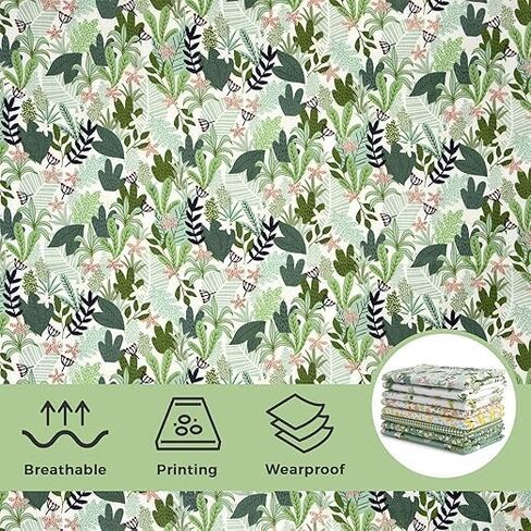 8 PCS Fat Fabric Bundles 9.8'' x 7.8''(25cm x 20cm) Cotton Craft Fabric Pre-Cut Squares Sheets for Patchwork Sewing Quilting(Green Floral) in Saudi Arabia