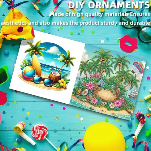 POETRYDRAW 6 حزمة 5D DIY الماس الفن اللوحة شاطئ البحر مجموعة بطاقات المعايدة، بطاقة معايدة عيد ميلاد الماس، مجموعة الحرف الفنية الإبداعية مع مغلف in Kuwait