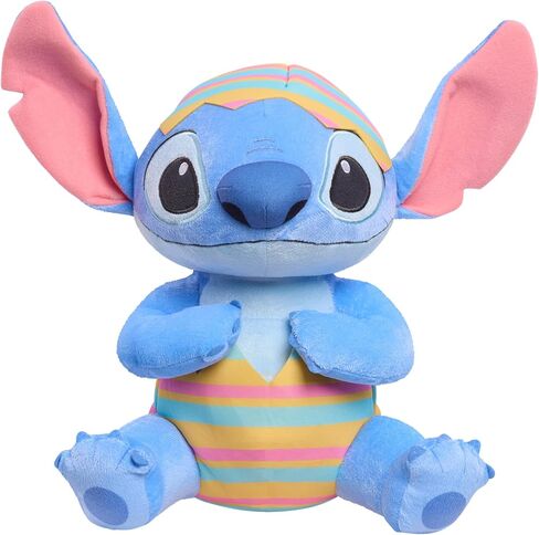 Disney Stitch Easter Plush – 13.5" Soft Stuffed Toy in Striped Egg Onesie & Matching Hat, Embroidered Details, Cute Spring & Easter Basket Gift for Kids Ages 2+ in Saudi Arabia
