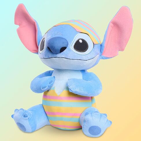 Disney Stitch Easter Plush – 13.5" Soft Stuffed Toy in Striped Egg Onesie & Matching Hat, Embroidered Details, Cute Spring & Easter Basket Gift for Kids Ages 2+ in Saudi Arabia