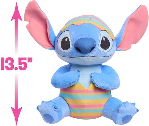 Disney Stitch Easter Plush – 13.5" Soft Stuffed Toy in Striped Egg Onesie & Matching Hat, Embroidered Details, Cute Spring & Easter Basket Gift for Kids Ages 2+ in Saudi Arabia