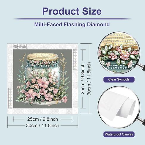 مجموعات الطلاء الماسي من أنوفر للبالغين، لوحة ألماس كريستالية ذات شكل خاص على شكل زهرة 5D للمبتدئين، مجموعات فنية ماسية لتزيين جدران المنزل، 12 × 12 بوصة in Kuwait