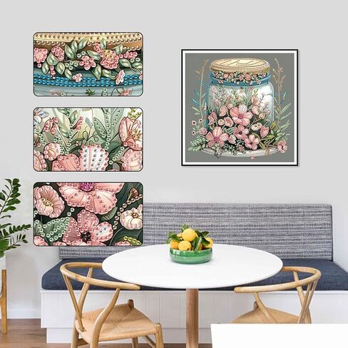 مجموعات الطلاء الماسي من أنوفر للبالغين، لوحة ألماس كريستالية ذات شكل خاص على شكل زهرة 5D للمبتدئين، مجموعات فنية ماسية لتزيين جدران المنزل، 12 × 12 بوصة in Kuwait