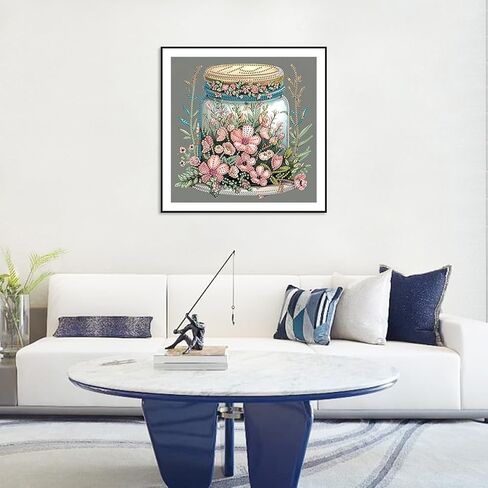 مجموعات الطلاء الماسي من أنوفر للبالغين، لوحة ألماس كريستالية ذات شكل خاص على شكل زهرة 5D للمبتدئين، مجموعات فنية ماسية لتزيين جدران المنزل، 12 × 12 بوصة in Kuwait