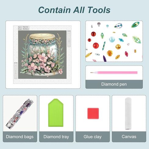 مجموعات الطلاء الماسي من أنوفر للبالغين، لوحة ألماس كريستالية ذات شكل خاص على شكل زهرة 5D للمبتدئين، مجموعات فنية ماسية لتزيين جدران المنزل، 12 × 12 بوصة in Kuwait