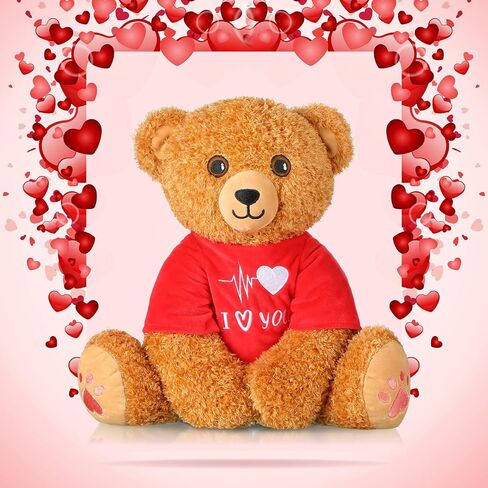 Chalyna Valentine's Day Bear 16 Inch Bear Stuffed Animals Plush Stuffed Bear Plush Toy for Girlfriend Romantic Plush Bear for Birthday Wedding Anniversary Presents(Heart) in Saudi Arabia