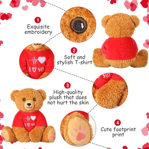 Chalyna Valentine's Day Bear 16 Inch Bear Stuffed Animals Plush Stuffed Bear Plush Toy for Girlfriend Romantic Plush Bear for Birthday Wedding Anniversary Presents(Heart) in Saudi Arabia