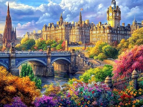 5D Edinburgh Architectural Landscape in Scotland Diamond Art 12x16 Inch Full Drill Diamond Painting Kits for Adults & Beginners - DIY Art Crafts for Relaxation and Home Wall Decor 502A in Saudi Arabia