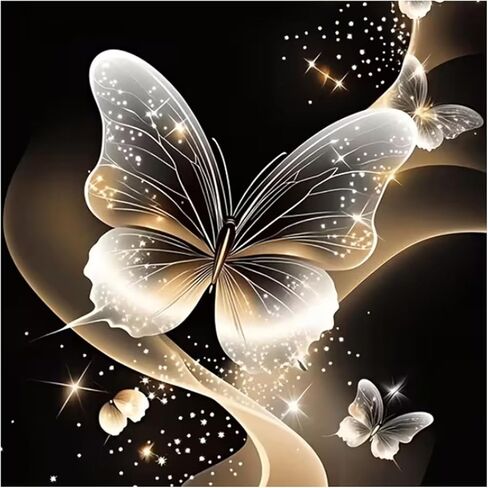 SJUTOUCI Glowing Butterfly Diamond Painting Kits for Adults, Diamond Art Kits, 5D Round Diamond Dots Gem Art Craft for Home Decor Gift 11.8x11.8inch/30x30cm in Saudi Arabia