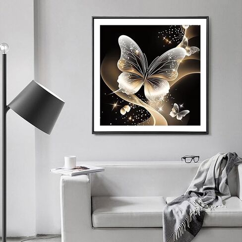 SJUTOUCI Glowing Butterfly Diamond Painting Kits for Adults, Diamond Art Kits, 5D Round Diamond Dots Gem Art Craft for Home Decor Gift 11.8x11.8inch/30x30cm in Saudi Arabia