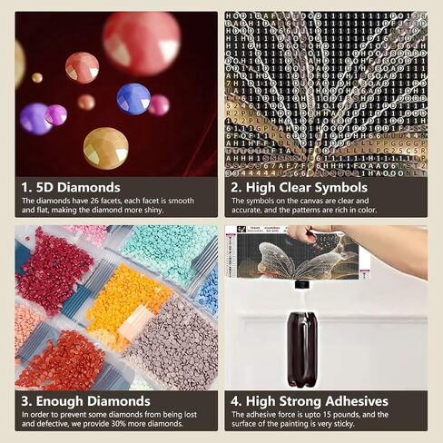SJUTOUCI Glowing Butterfly Diamond Painting Kits for Adults, Diamond Art Kits, 5D Round Diamond Dots Gem Art Craft for Home Decor Gift 11.8x11.8inch/30x30cm in Saudi Arabia