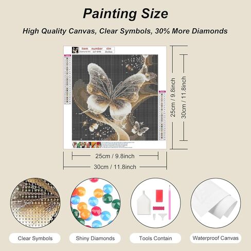 SJUTOUCI Glowing Butterfly Diamond Painting Kits for Adults, Diamond Art Kits, 5D Round Diamond Dots Gem Art Craft for Home Decor Gift 11.8x11.8inch/30x30cm in Saudi Arabia