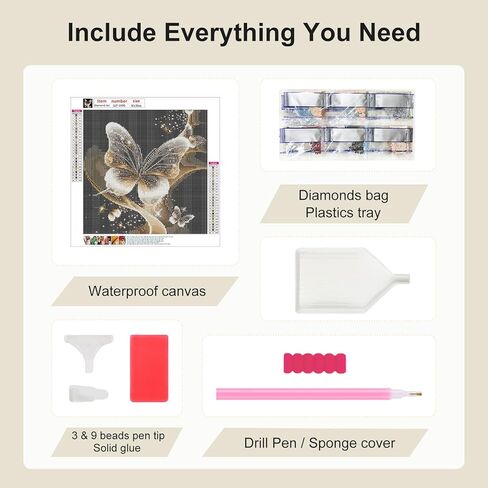 SJUTOUCI Glowing Butterfly Diamond Painting Kits for Adults, Diamond Art Kits, 5D Round Diamond Dots Gem Art Craft for Home Decor Gift 11.8x11.8inch/30x30cm in Saudi Arabia