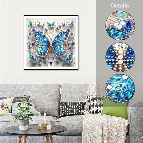 FHBUBPUP Butterfly Diamond Art Painting Kits for Adults, 5D Special Shape Diamond Art for Beginners, Rhinestones Gem Art Craft Home Wall Decor Gift 12×12inch in Saudi Arabia