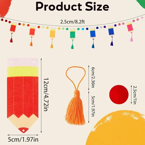 VitalCozy 8.2ft First Day of School Decorations, Back to School Decorations, Felt Pom Banner Rainbow Pencil Garland with Tassel, Welcome Garland for Classroom, Mantle, Wall, Party Supplies in Saudi Arabia