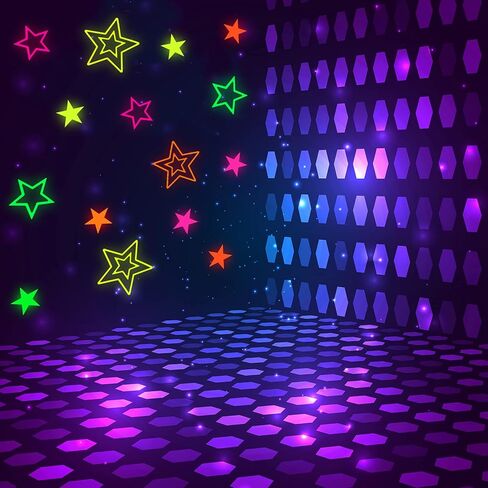 Outus Neon Glow Star Stickers Colorful Hollow Stickers Cutouts Glow Party Supplies Hanging Decor for Neon Birthday Party Graduation Wedding Ramadan (24 Pieces) in Saudi Arabia