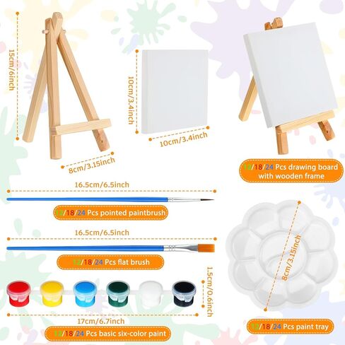 HyDren 158 Pcs Paint Party Favors Bulk 4 x 4 Inch Canvas Easel and Watercolor Paint Set Palette Brush Stickers Tattoo Sticker Keychains for Art Party Gifts in Saudi Arabia