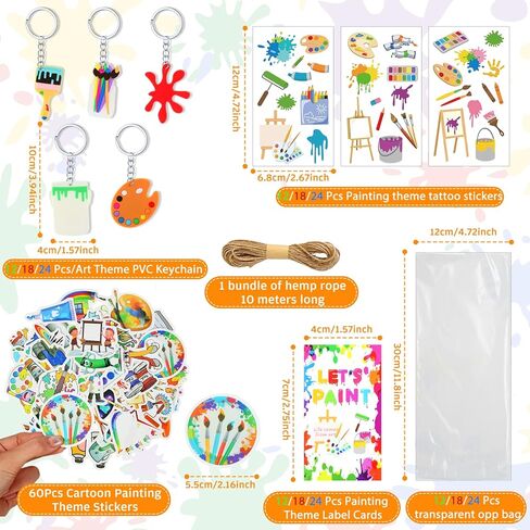 HyDren 158 Pcs Paint Party Favors Bulk 4 x 4 Inch Canvas Easel and Watercolor Paint Set Palette Brush Stickers Tattoo Sticker Keychains for Art Party Gifts in Saudi Arabia
