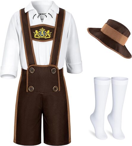 Kids Oktoberfest Costume Boys Lederhosen Beer Festival Bavarian Party Cosplay 3-13 Years in Kuwait