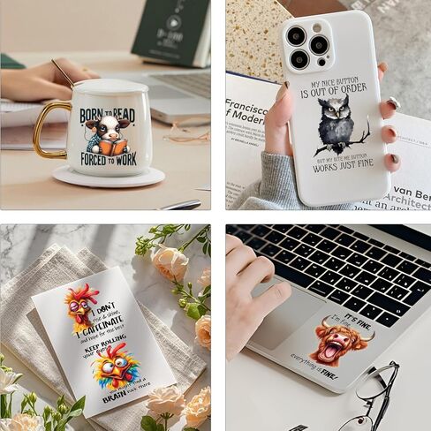 Funny UV DTF Stickers - 20 Sheets Stay Trashy Fun Animal UV DTF Cup Wraps for 16 oz Glass Water Bottle, Cute Highland Cow Chicken Dog Sublimation Transfer Sticker Decal DIY Coffee Mug Craft Decoration in Saudi Arabia