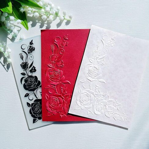 3D Happy Valentine's Day Flower Rose Background Embossing Folder for Card Making Floral DIY Plastic Scrapbooking Photo Album Card Paper DIY Craft Decoration Template Mold in Saudi Arabia