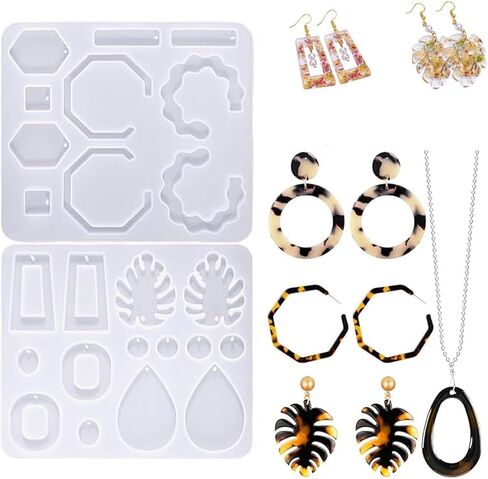 2 Pieces Resin Jewelry Molds Geometric Epoxy Resin Molds Jewelry Making Gift Supplies DIY Craft Necklace Pendant in Saudi Arabia
