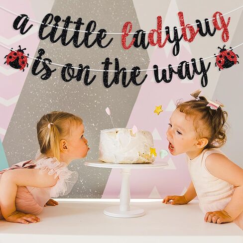 A Little Ladybug is on the Way Banner, Bug Theme Baby Shower Party Decor, It’s A Little Lady, Spring Ladybug Baby’s 1st Birthday Baby Shower Party Decorations Supplies Red Glitter in Saudi Arabia