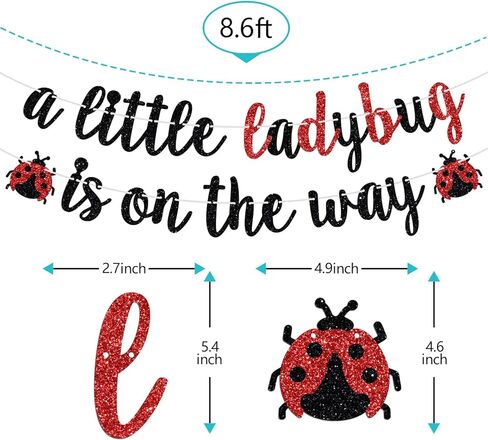 A Little Ladybug is on the Way Banner, Bug Theme Baby Shower Party Decor, It’s A Little Lady, Spring Ladybug Baby’s 1st Birthday Baby Shower Party Decorations Supplies Red Glitter in Saudi Arabia