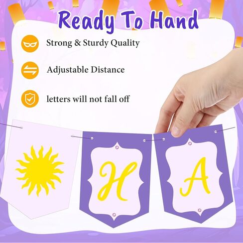 Purple Sun Birthday Flag Banner Decorations for Girls Pre-strung Purple Sun Themed Happy Birthday Flags Sign for Cartoon Princess Backdrop Party Supplies Favors in Saudi Arabia