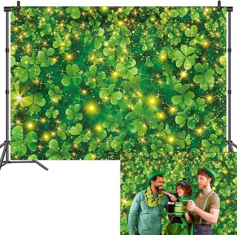 Happy St. Patrick's Day Backdrop Banner Lucky Irish Shamrocks Photography Background Saint Patricks Day Party Decorations Banner Booth Props (7x5FT(82 x 59 inch)) in Kuwait