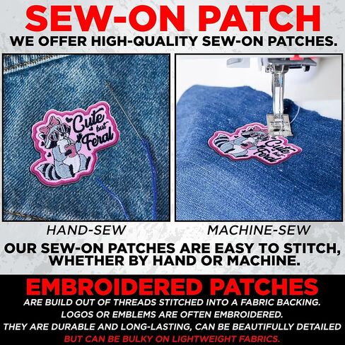 Cute But Feral Raccoon Patch Meme Chaotic Feminine Unhinged Girl Boss Sassy Girly Embroidered Patch for Backpack, Hat, Jackets, Iron On Sew On, Embroidery PVC Patches Gift, Accessories 3 Inch in Saudi Arabia