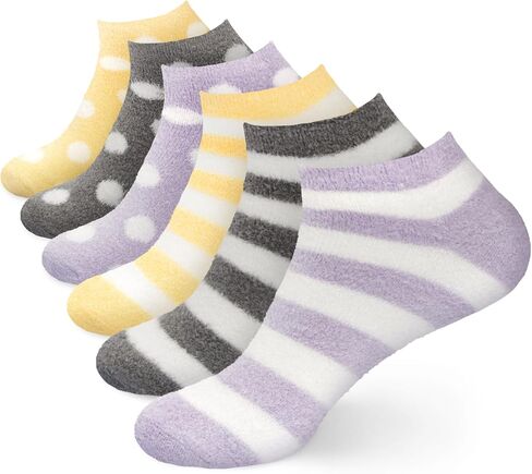 BambooMN Women's X-Large Fuzzy Soft Aloe Infused Nylon Spa Socks, Assortment H, 6 Pairs in Kuwait