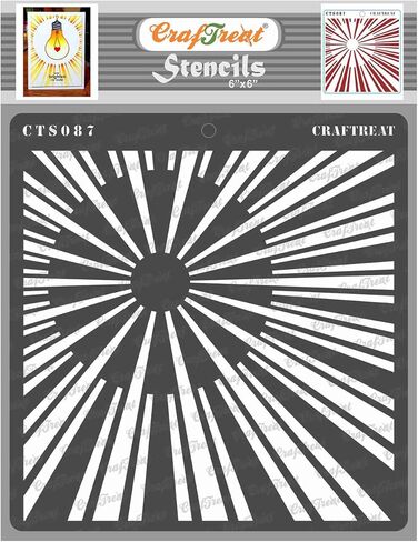 CrafTreat Reusable Sun ray Stencils for Painting on Wood, Canvas, Paper, Fabric, Floor, Wall and Tile - Sunrays - 6x6 Inches - DIY Art and Craft Stencils - Stencil Sun in Saudi Arabia