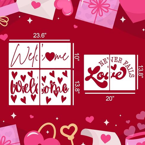 استنسل عيد الحب لسجاد الباب القابل لإعادة الاستخدام، استنسل ممسحة قلب الحب، قوالب رسم XOXO لممسحات الأقمشة الخشبية in Kuwait