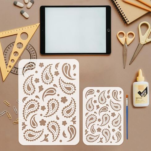 8 قطع من FINGERINSPIRE استنسل رسم بنمط بيزلي مع فرشاة، 8 أنماط DIY ديكور بيزلي استنسل قالب الأزهار موضوع الحيوانات الأليفة رسم استنسل للمشاريع الفنية DIY وديكور المنزل in Saudi Arabia