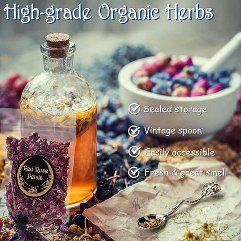 Witchcraft Supplies Witch Stuff Spell Kit 60PCS, Wiccan Supplies and Tools, Include Herb Crystal Candle Amethyst Altar Bowl Witch Bell, Witch Gift Wiccan Starter Kit Altar Supplies Pagan Decor in Saudi Arabia