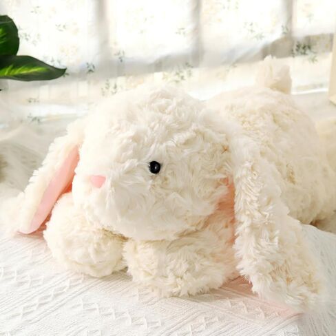10Lbs Weighted Bunny Stuffed Animal, 27.5" Sturdy Soft Beige Rabbit Plush Toy for Adults, Huggable Companion for Cuddling in Saudi Arabia
