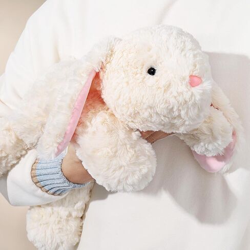 10Lbs Weighted Bunny Stuffed Animal, 27.5" Sturdy Soft Beige Rabbit Plush Toy for Adults, Huggable Companion for Cuddling in Saudi Arabia